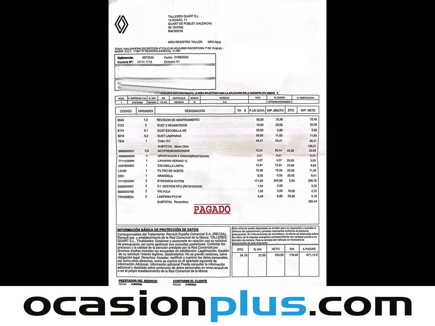 Foto del mantenimiento del Citroën C3 Picasso Citroën C3 Picasso HDI 90 Airdream SX (90 CV)