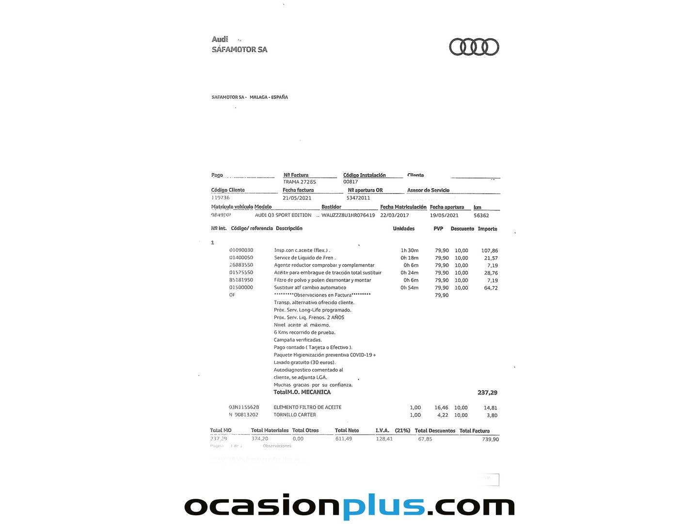Foto del mantenimiento del Audi Q3 Audi Q3 sport edition 2.0 TDI quattro (184 CV) S tronic