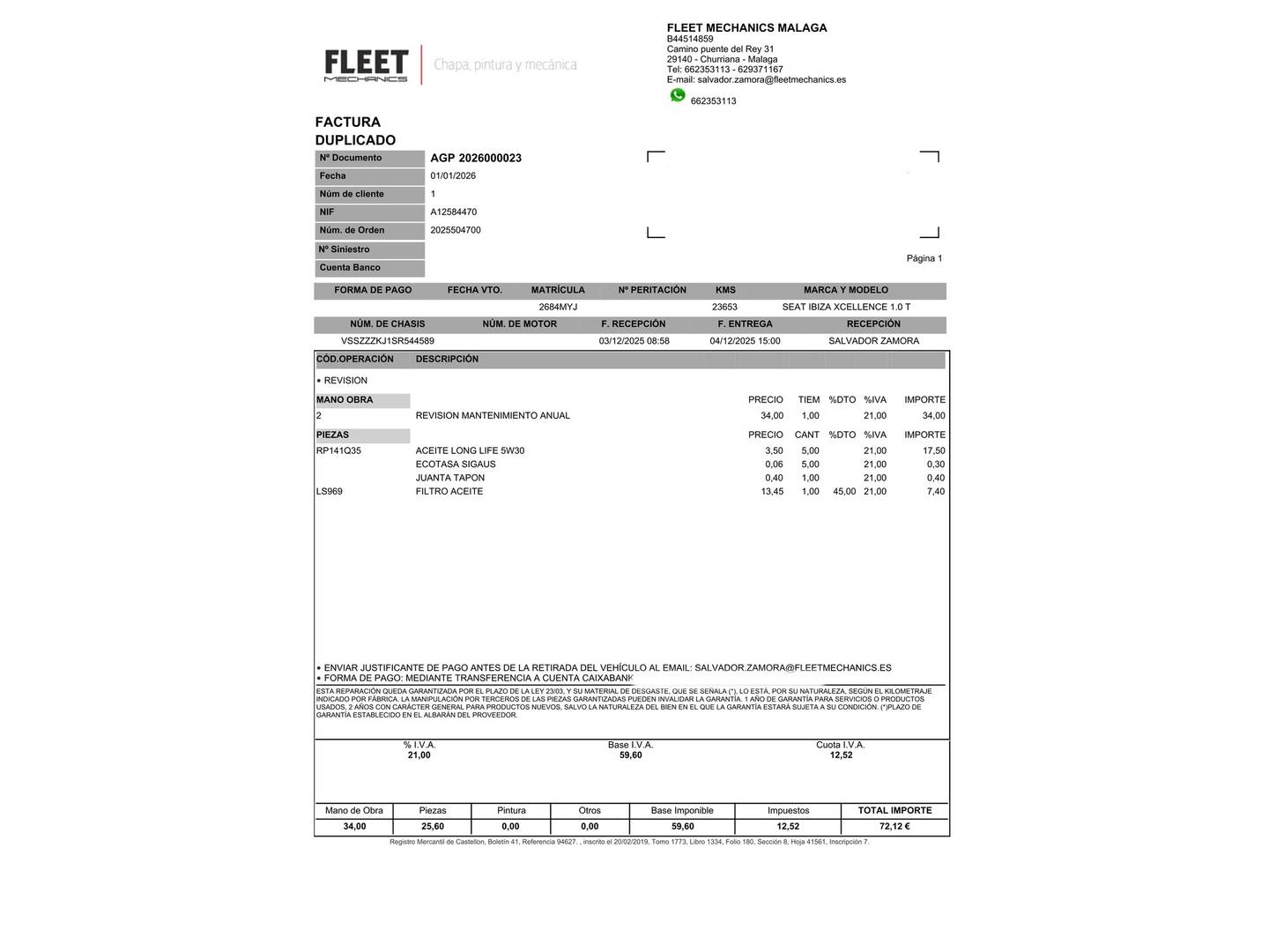Foto del mantenimiento del Seat Ibiza Seat Ibiza 1.0 TSI S&S Xcellence (115 CV)