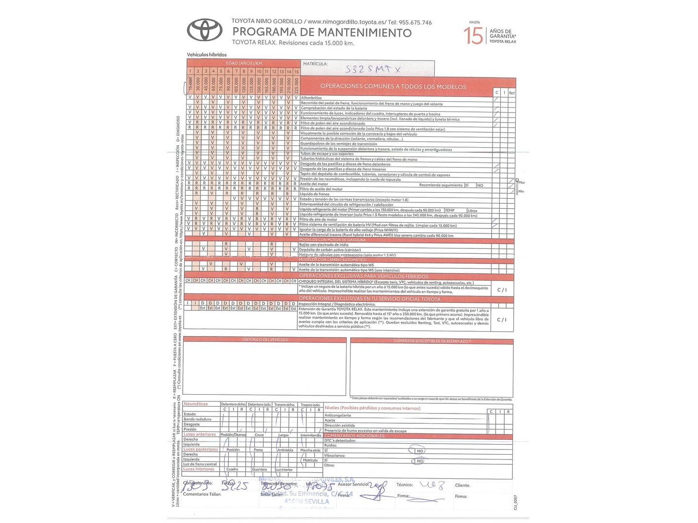 Foto del mantenimiento del Toyota Yaris Cross Toyota Yaris Cross 120H Style (116 CV)
