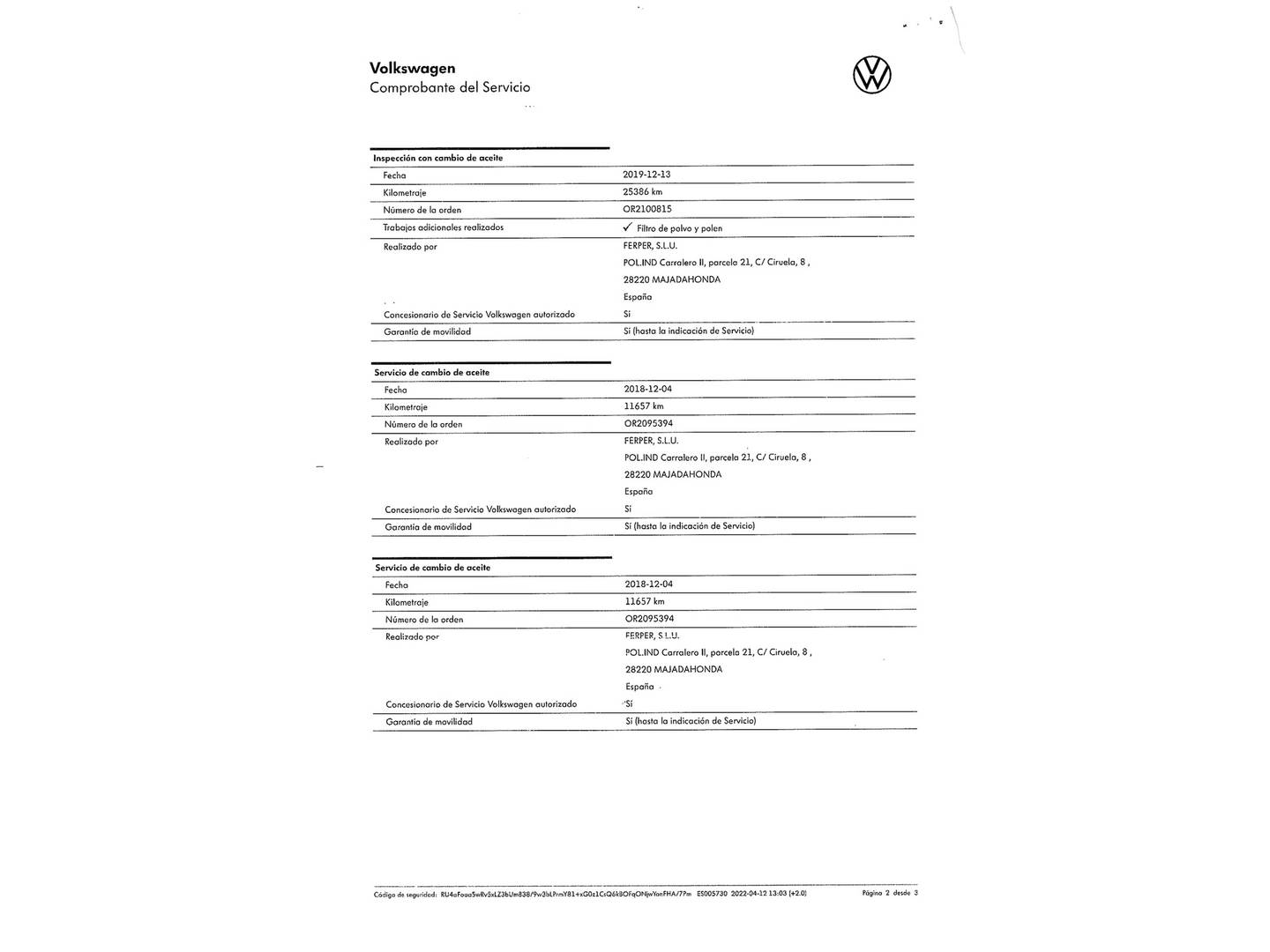 Foto del mantenimiento del Volkswagen Golf Volkswagen Golf GTE 1.4 TSI (245 CV) DSG