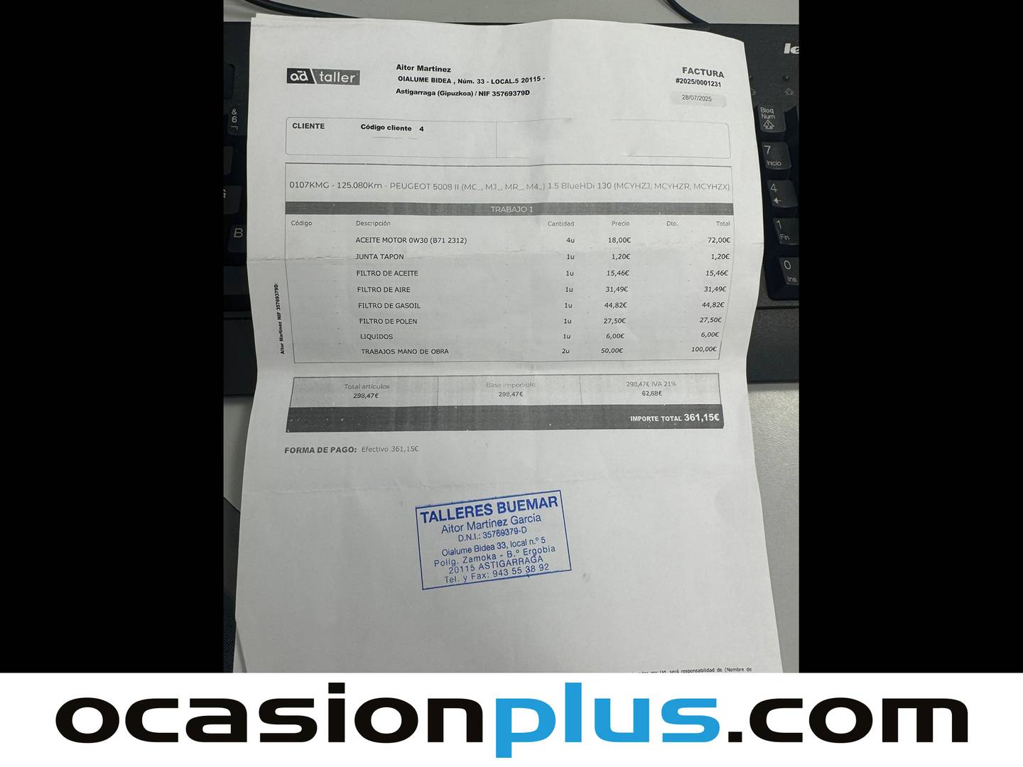 Foto del mantenimiento del Peugeot 5008 Peugeot 5008 BlueHDi 130 S&S Allure 7 Plazas (130 CV)