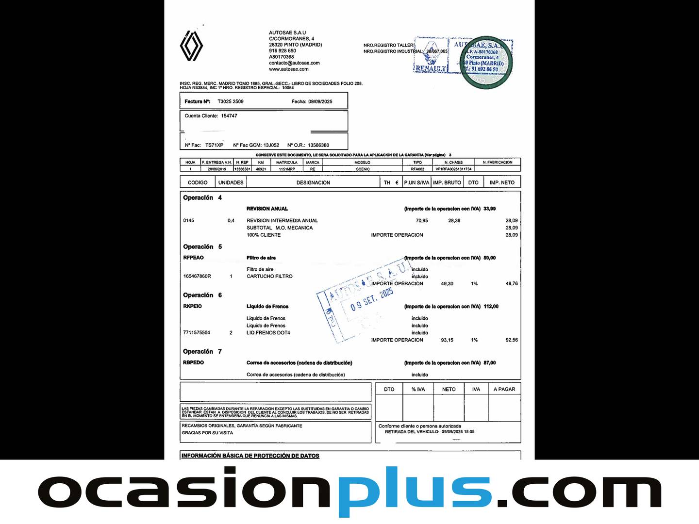 Foto del mantenimiento del Renault Scénic Renault Scenic Limited Energy TCe (140 CV) EDC