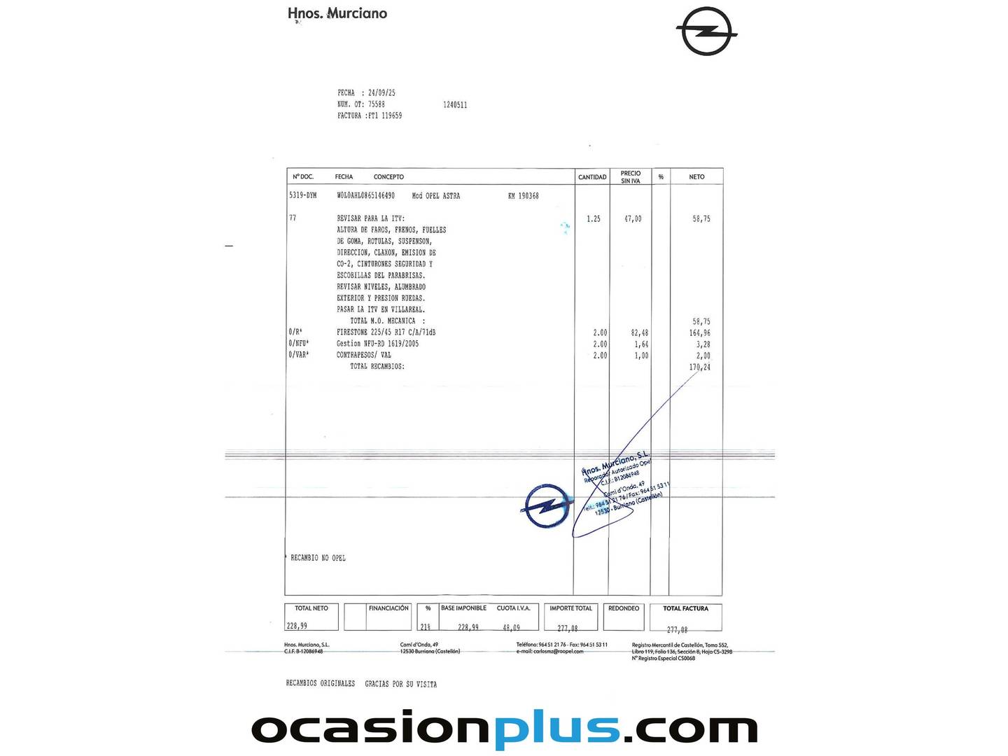 Foto del mantenimiento del Opel Astra Opel Astra GTC 1.6 Sport (105 CV)