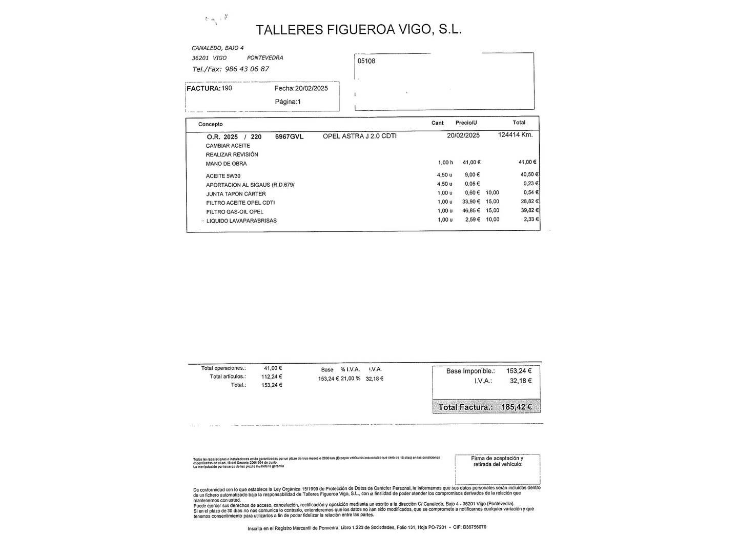 Foto del mantenimiento del Opel Astra Opel Astra 2.0 CDTi Cosmo Auto (160 CV)