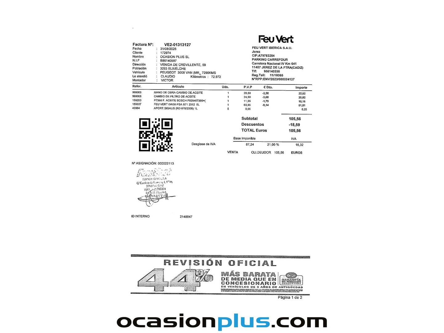 Foto del mantenimiento del Peugeot 3008 Peugeot 3008 PureTech 130 S&S Active (130 CV)