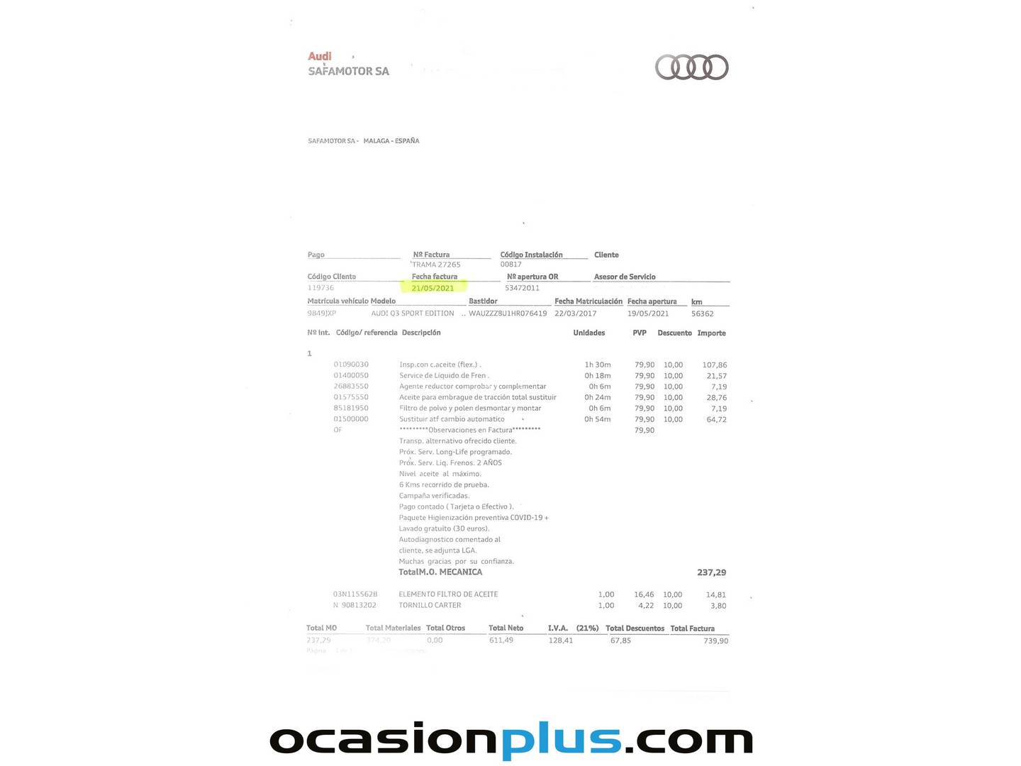 Foto del mantenimiento del Audi Q3 Audi Q3 sport edition 2.0 TDI quattro (184 CV) S tronic