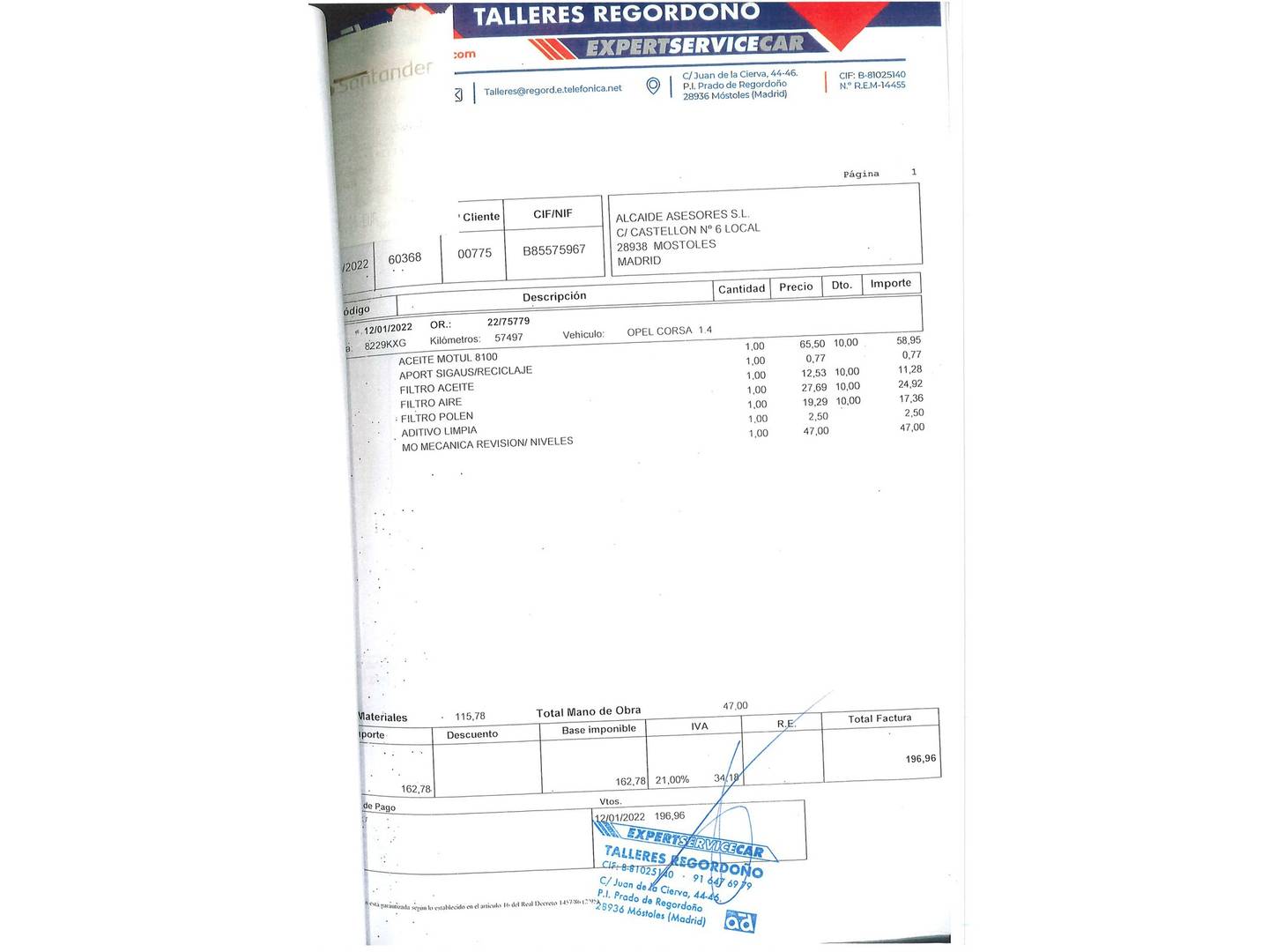 Foto del mantenimiento del Opel Corsa Opel Corsa Corsa 1.4 GLP Design Line (90 CV)