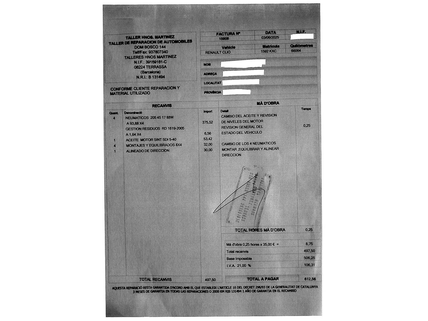 Foto del mantenimiento del Renault Clio Renault Clio Zen TCe (90 CV)