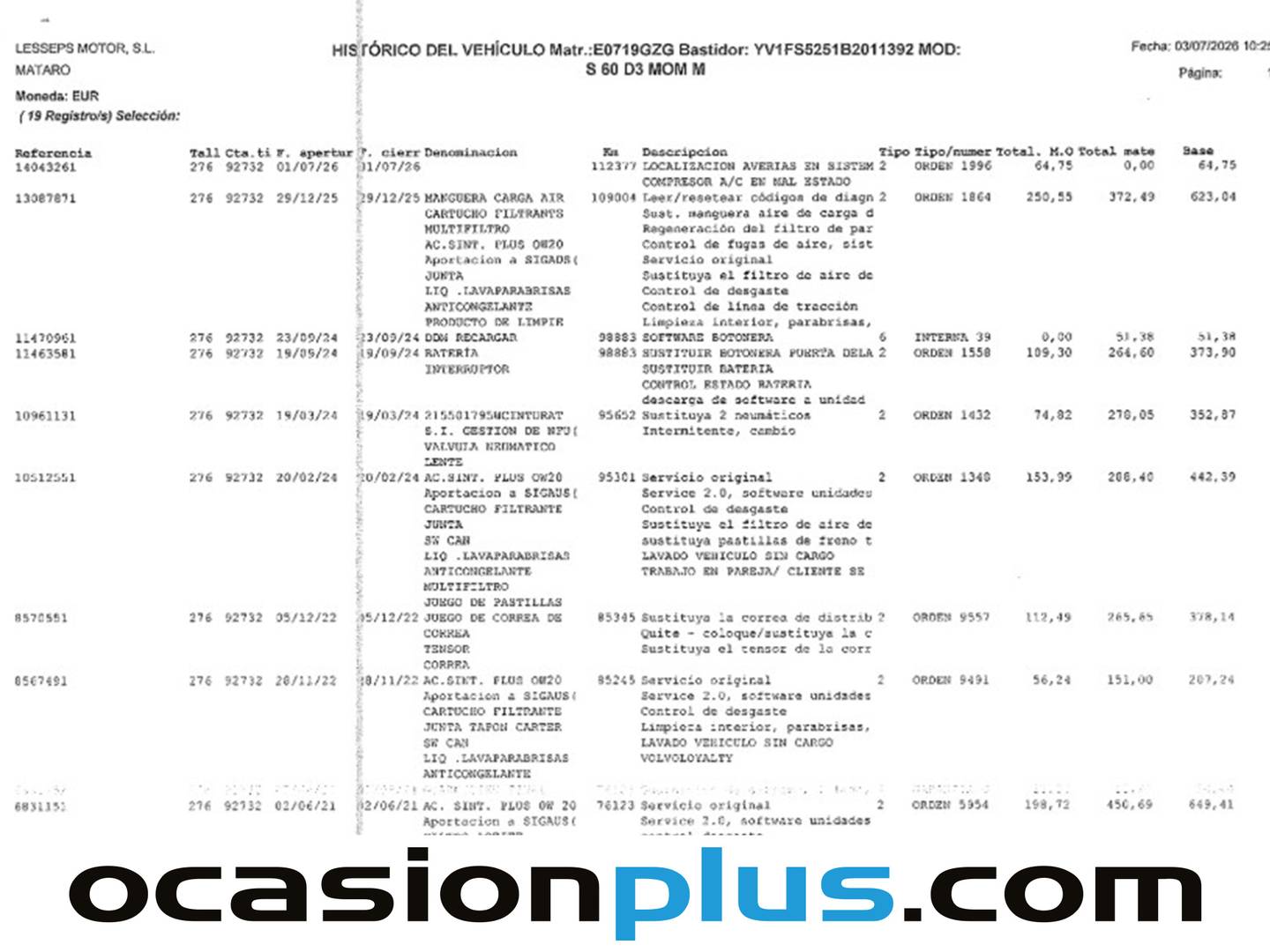 Foto del mantenimiento del Volvo S60 Volvo S60 D3 Momentum (163 CV)