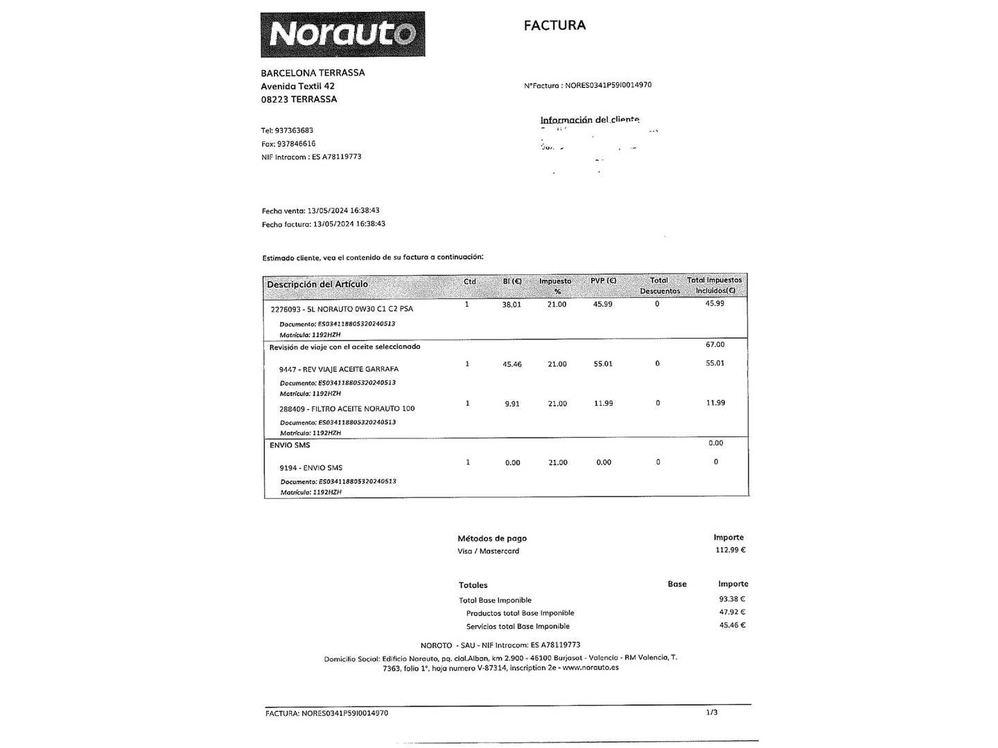 Foto del mantenimiento del Citroën C3 Citroën C3 PureTech 68 Tonic (68 CV)