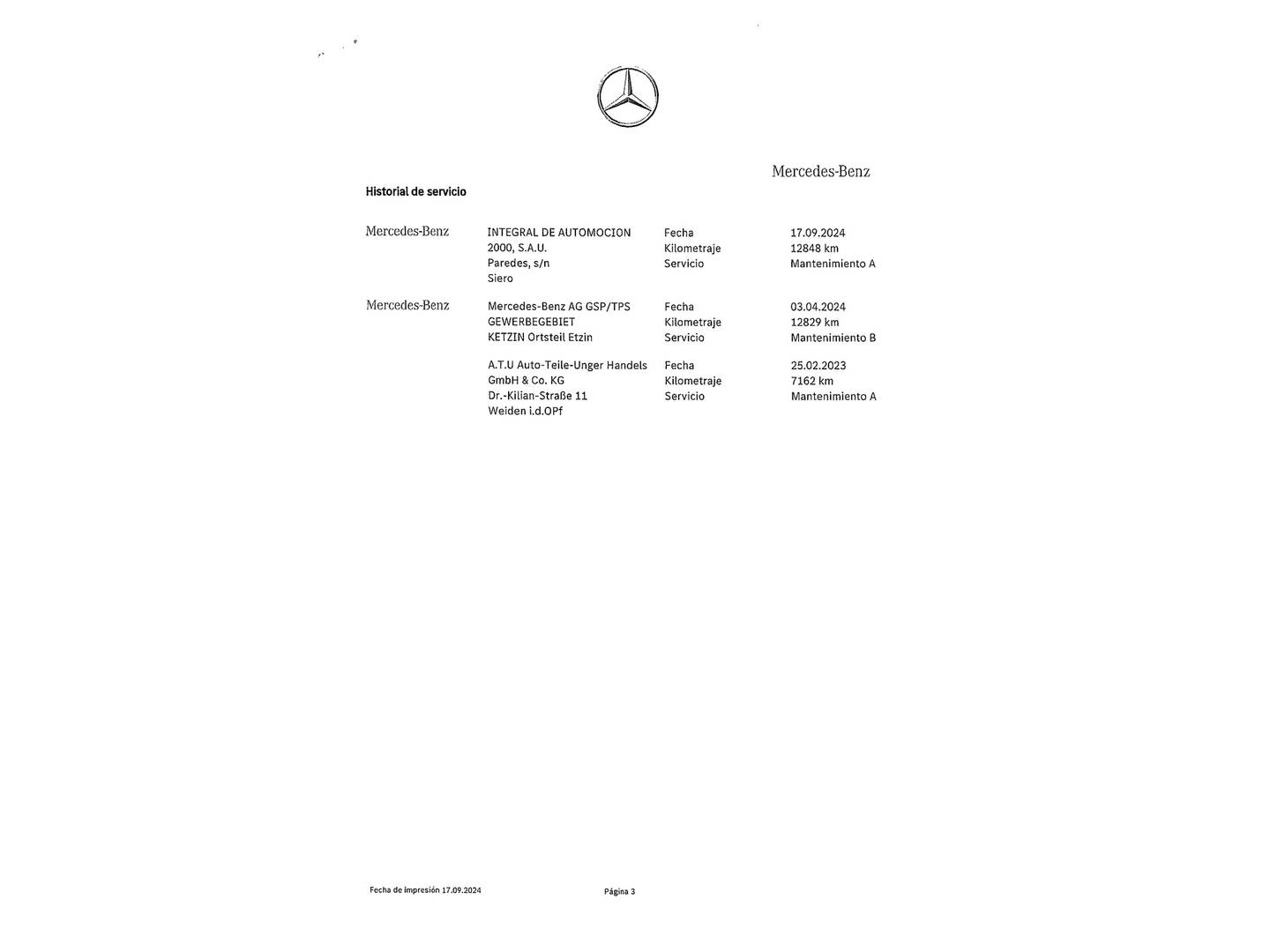 Foto del mantenimiento del Mercedes CLA Mercedes CLA Shooting Brake 250 e (218 CV)