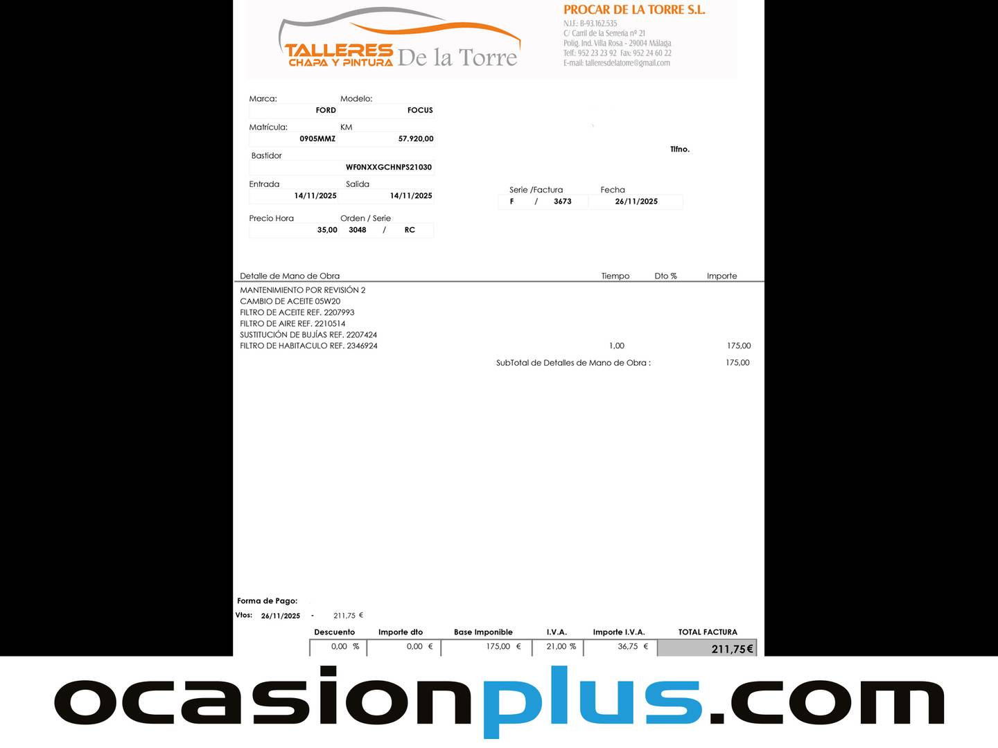 Foto del mantenimiento del Ford Focus Ford Focus 1.0 Ecoboost MHEV Active Auto (155 CV)