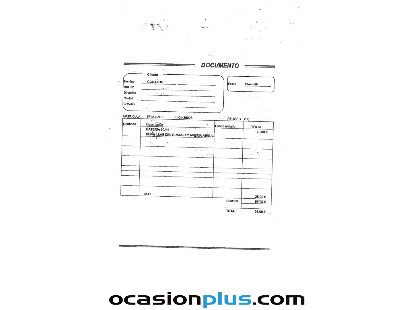 Foto del mantenimiento del Peugeot 206 + Peugeot 206+ 1.4 HDI (70 CV)