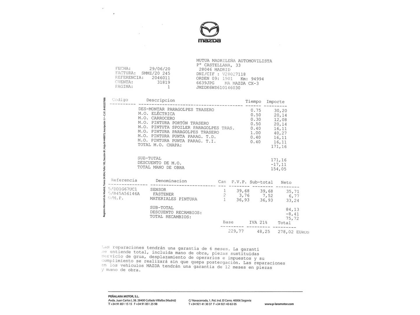 Foto del mantenimiento del Mazda CX-3 Mazda CX-3 1.5 DE SKYACTIV Luxury 2WD (105 CV)