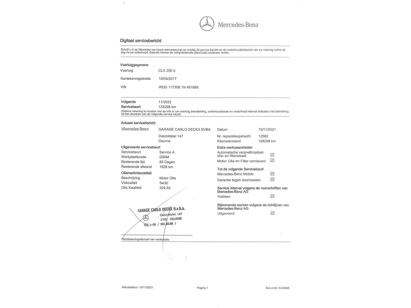 Foto del mantenimiento del Mercedes CLA Mercedes-Benz CLA CLA 200 d (136 CV) Pack AMG