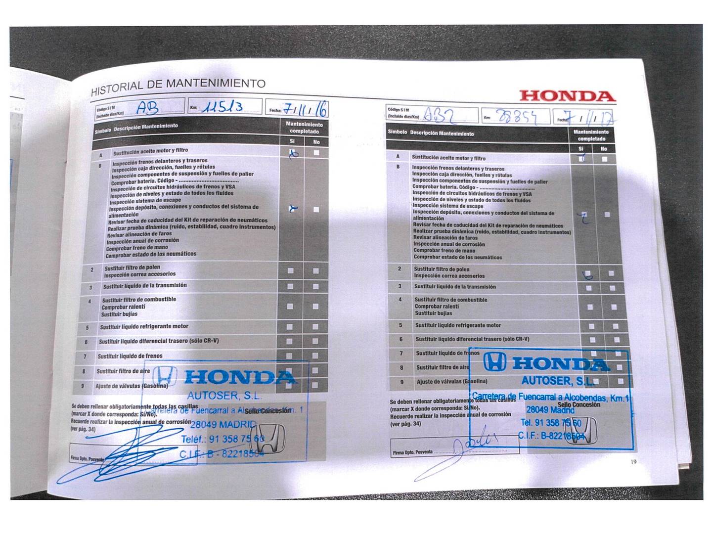 Foto del mantenimiento del Honda HR-V Honda HR-V 1.6 i-DTEC Elegance Navi (120 CV)