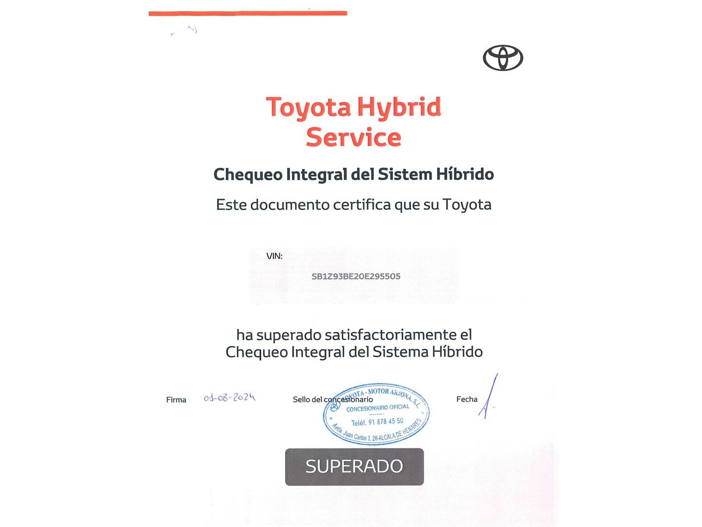 Foto del mantenimiento del Toyota Corolla Toyota Corolla Touring Sports 125H Active Tech E-CVT (122 CV)