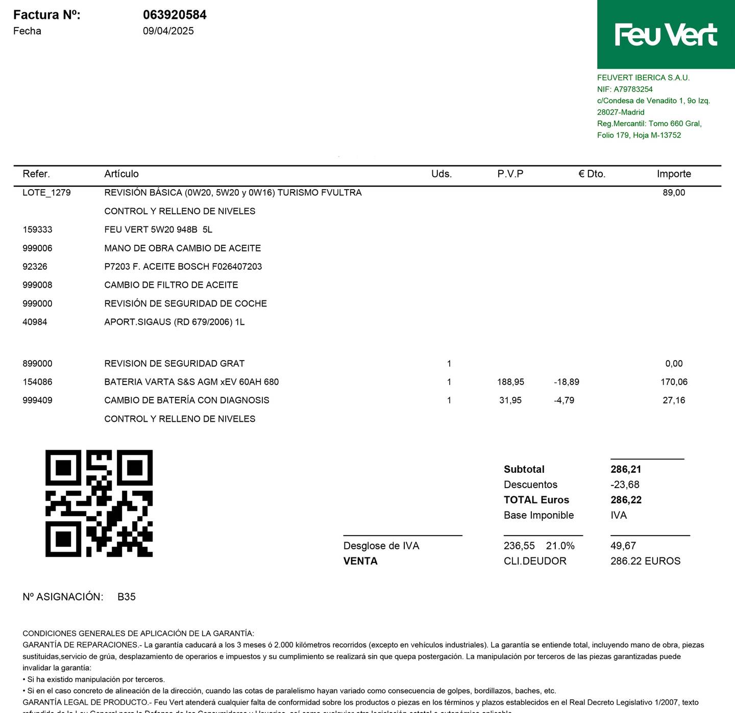 Foto del mantenimiento del Ford Fiesta Ford Fiesta 1.0 EcoBoost MHEV ST-Line (125 CV)
