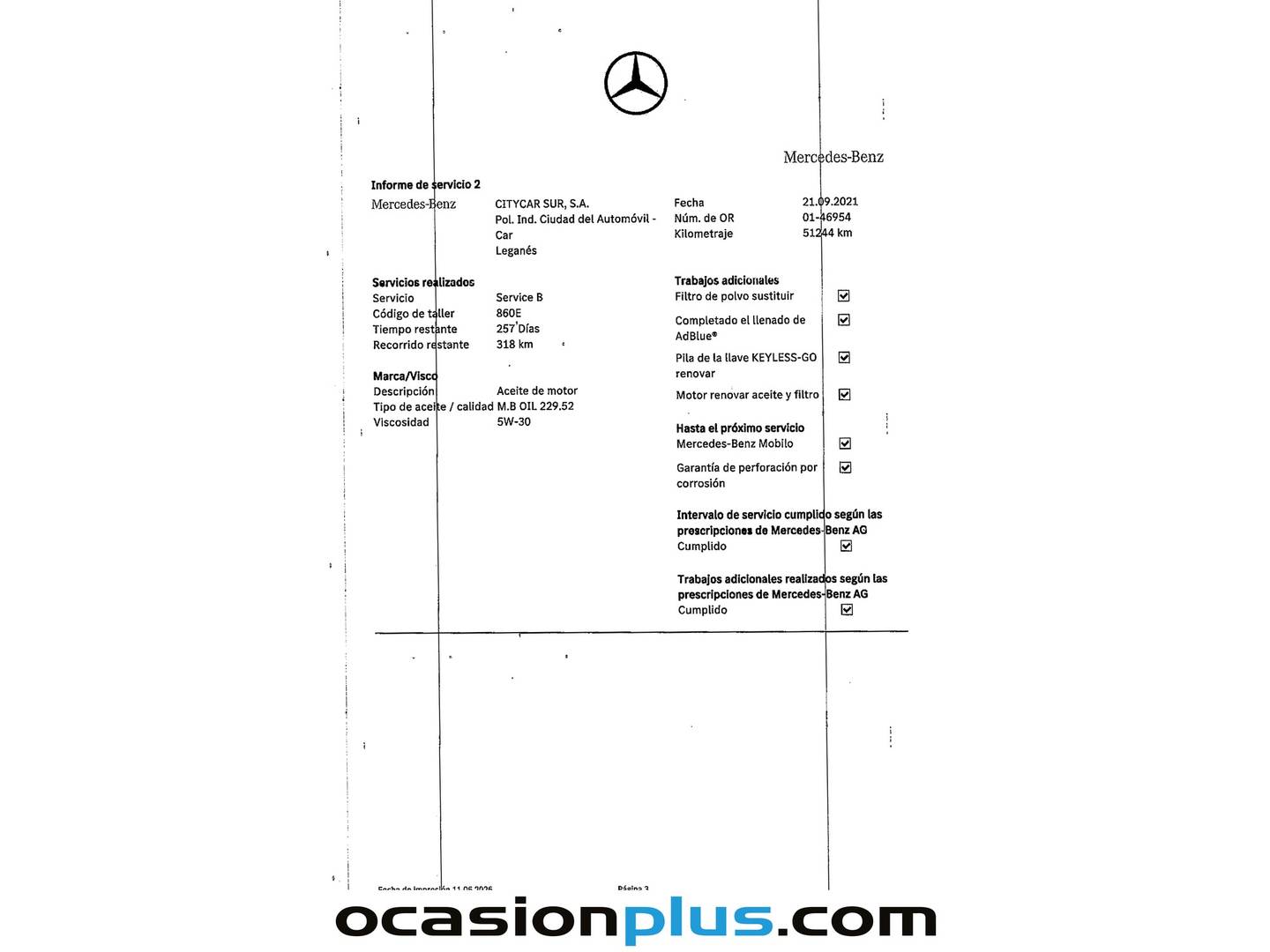 Foto del mantenimiento del Mercedes GLB Mercedes GLB 200 d (150 CV) Pack AMG