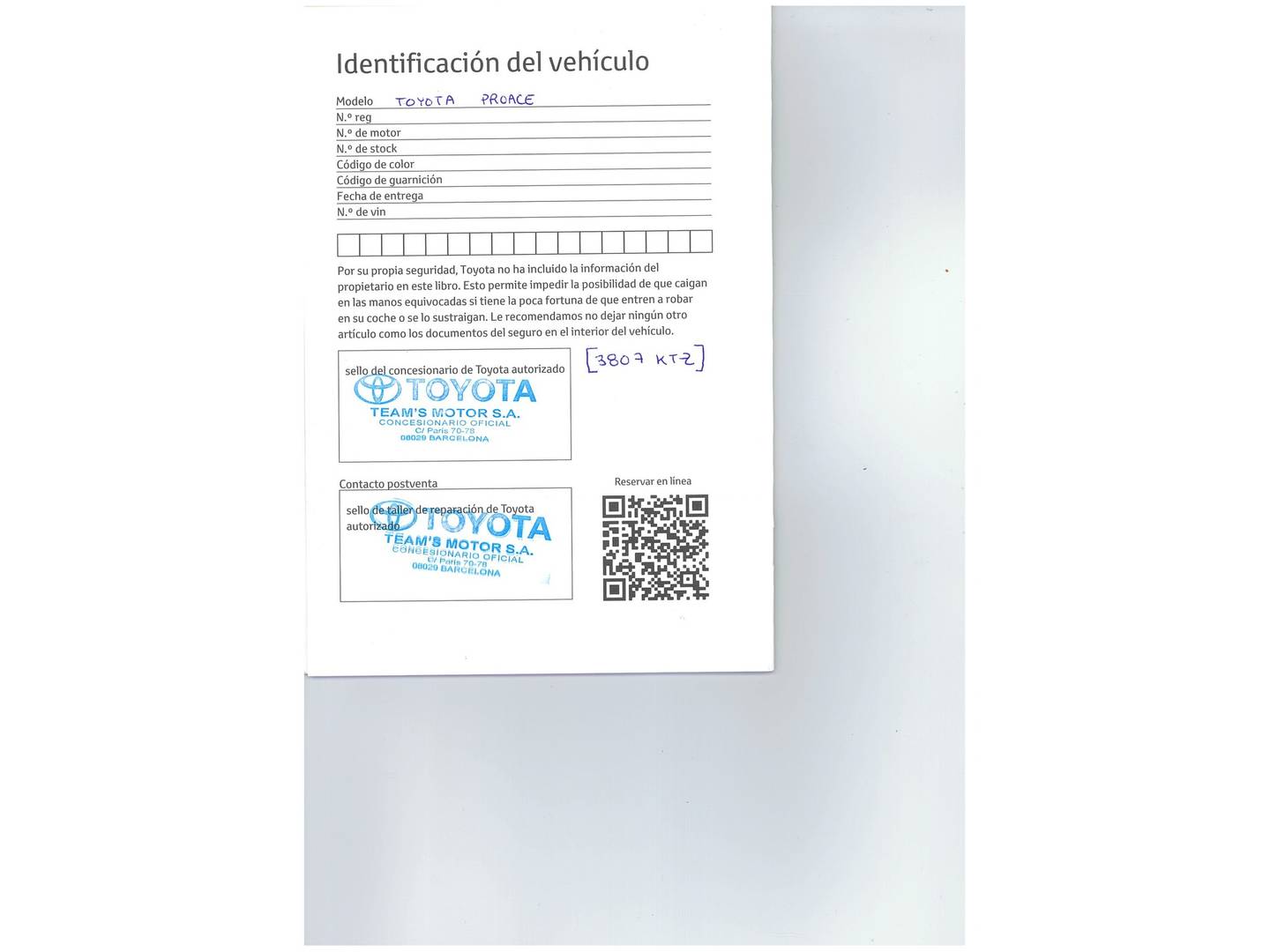 Foto del mantenimiento del Toyota Proace Verso Toyota Proace Verso 2.0D Advance L1 (150 CV) 8 Plazas