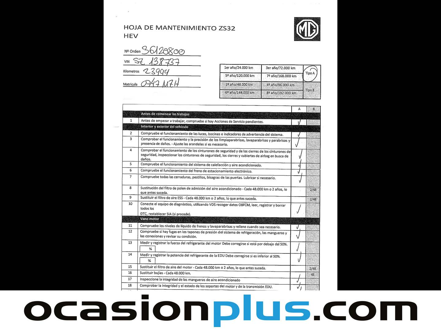 Foto del mantenimiento del MG ZS MG ZS 1.5 Hybrid+ Comfort (197 CV)