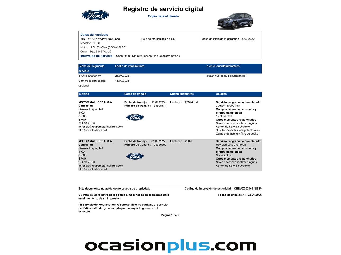 Foto del mantenimiento del Ford Kuga Ford Kuga 1.5 EcoBlue ST-Line (120 CV)