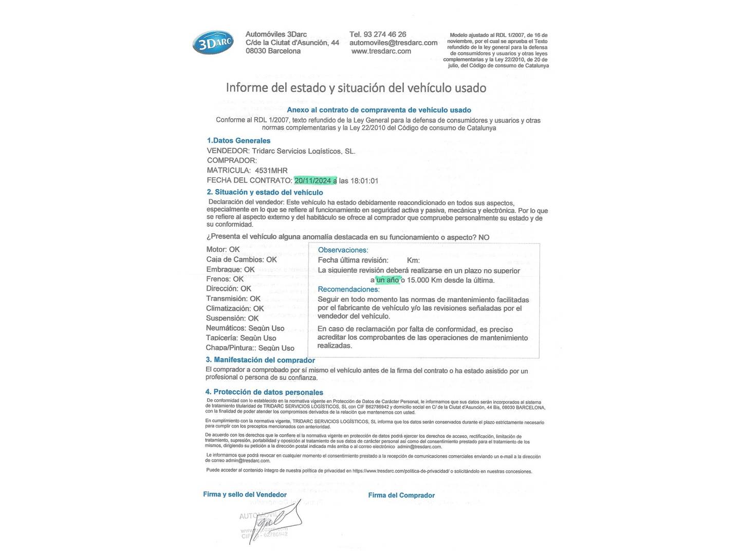 Foto del mantenimiento del Seat Arona SEAT Arona 1.0 TSI FR XM DSG (110 CV)