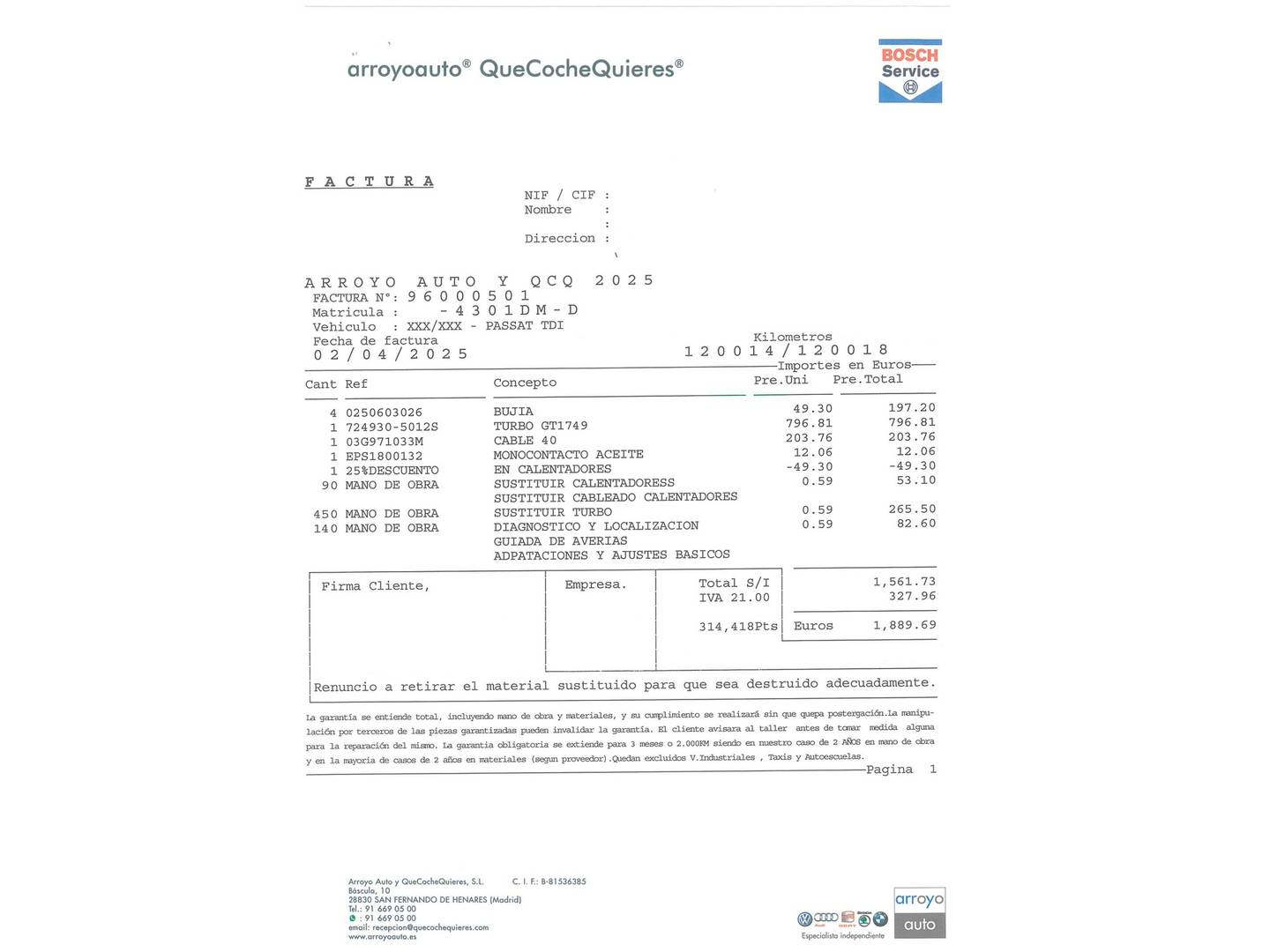 Foto del mantenimiento del Volkswagen Passat Volkswagen Passat Highline 2.0 TDI (140 CV)