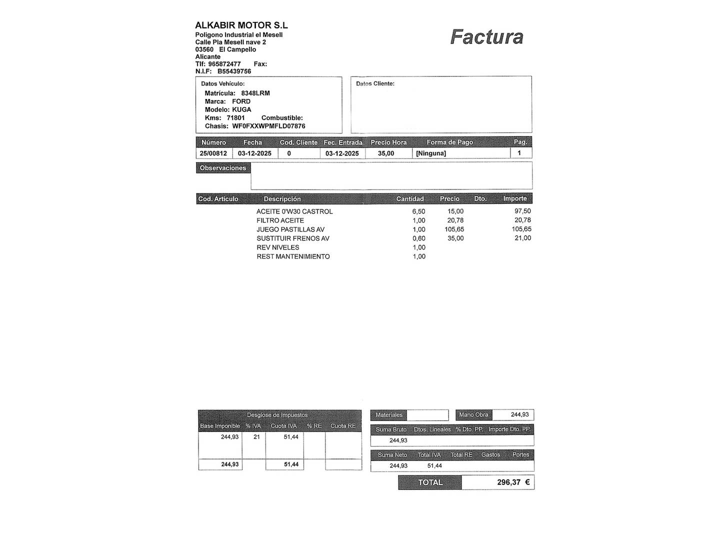 Foto del mantenimiento del Ford Kuga Ford Kuga 2.0 EcoBlue MHEV ST-Line X (150 CV)