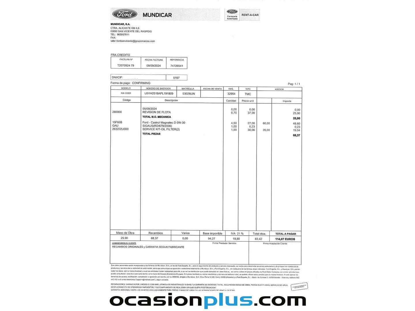 Foto del mantenimiento del KIA Ceed KIA Ceed 1.6 MHEV iMT Drive (136 CV)