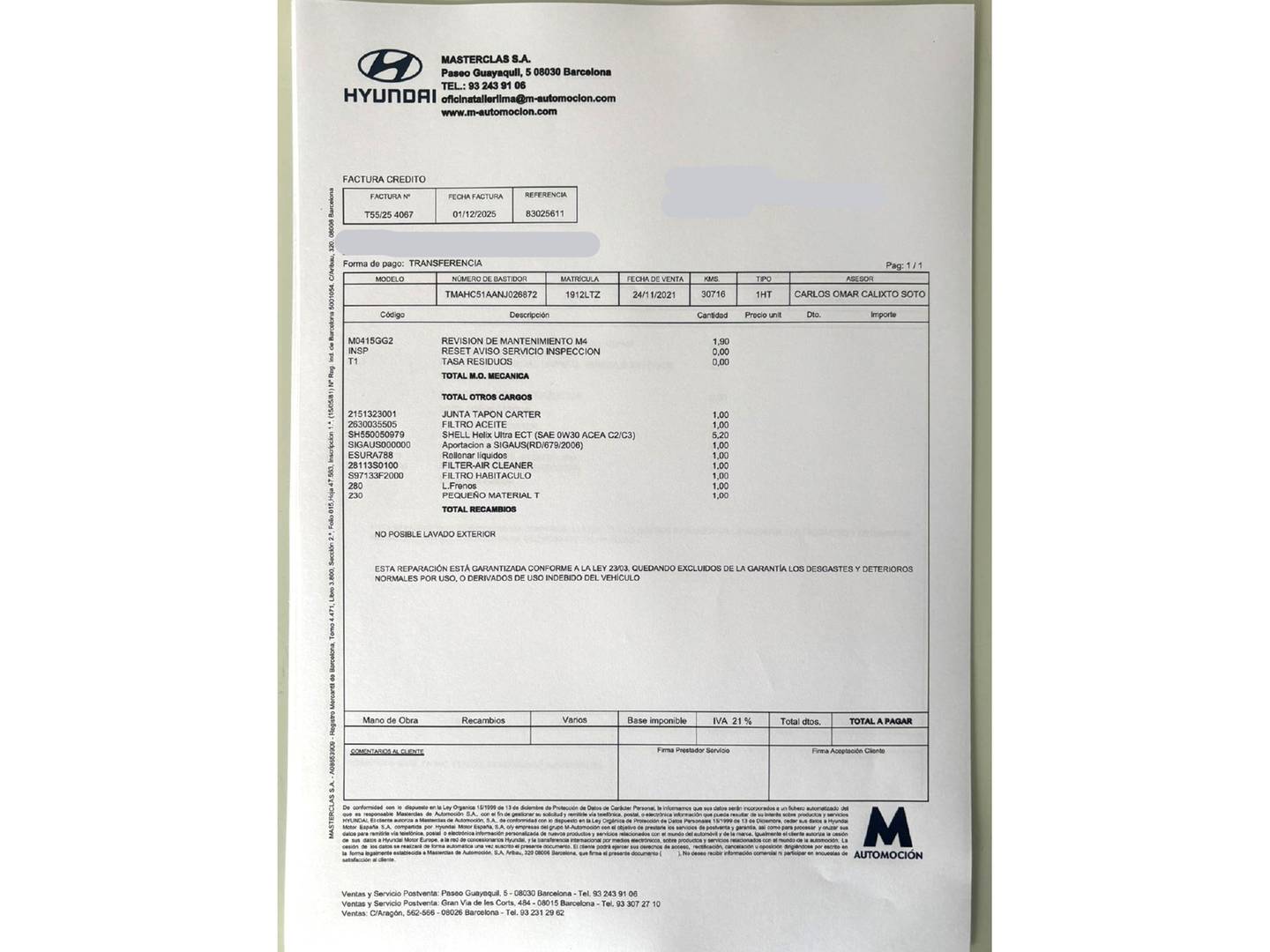 Foto del mantenimiento del Hyundai i30 Hyundai i30 2.0 TGDI N Performance (280 CV)