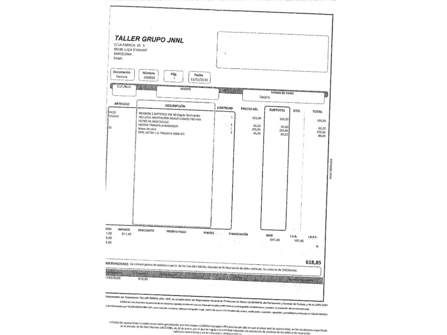 Foto del mantenimiento del Opel Astra Opel Astra 1.2 Turbo SHL GS Line (110 CV)