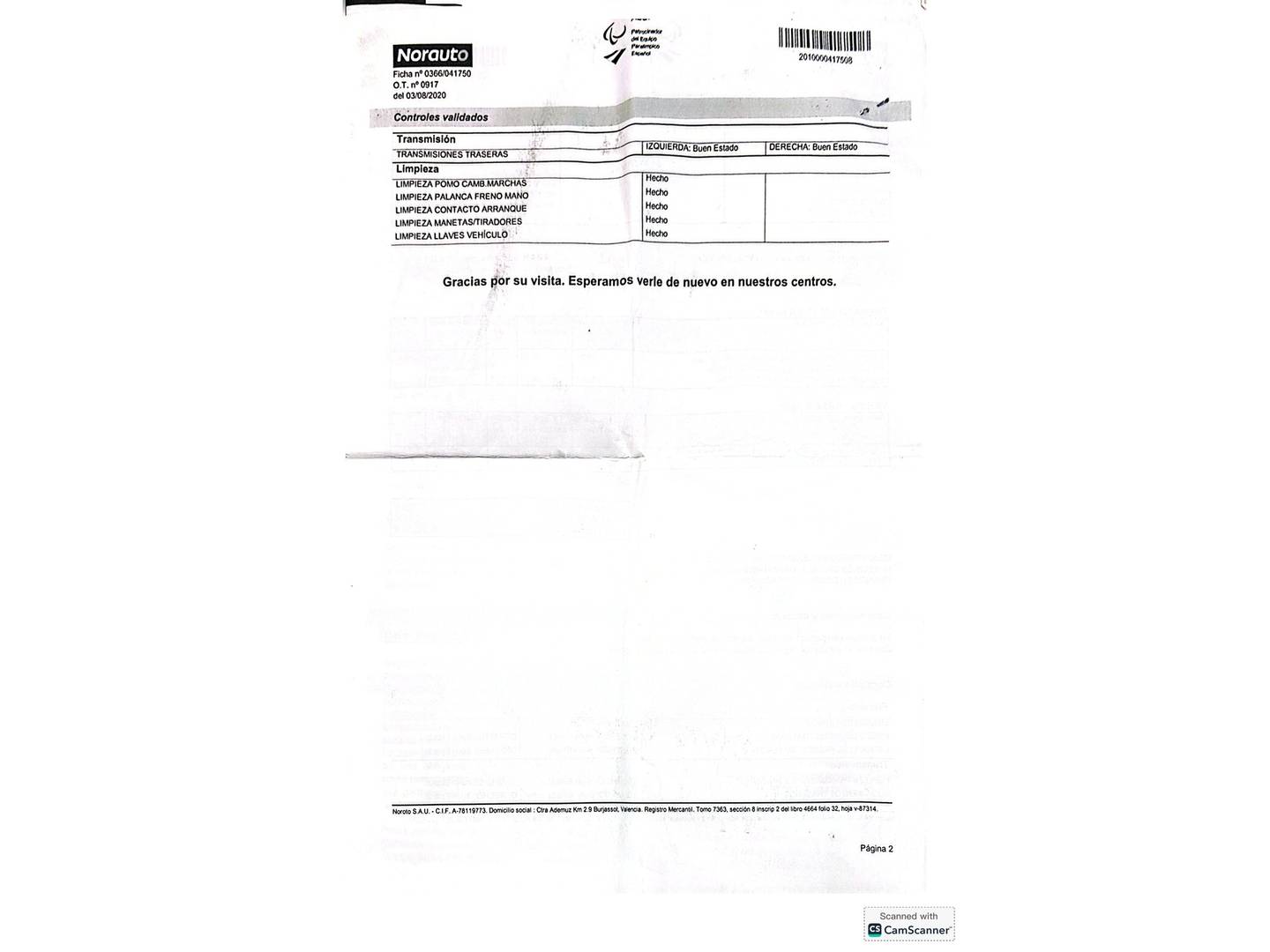 Foto del mantenimiento del BMW Serie 2 Active Tourer BMW Serie 2 216d Active Tourer (116 CV)