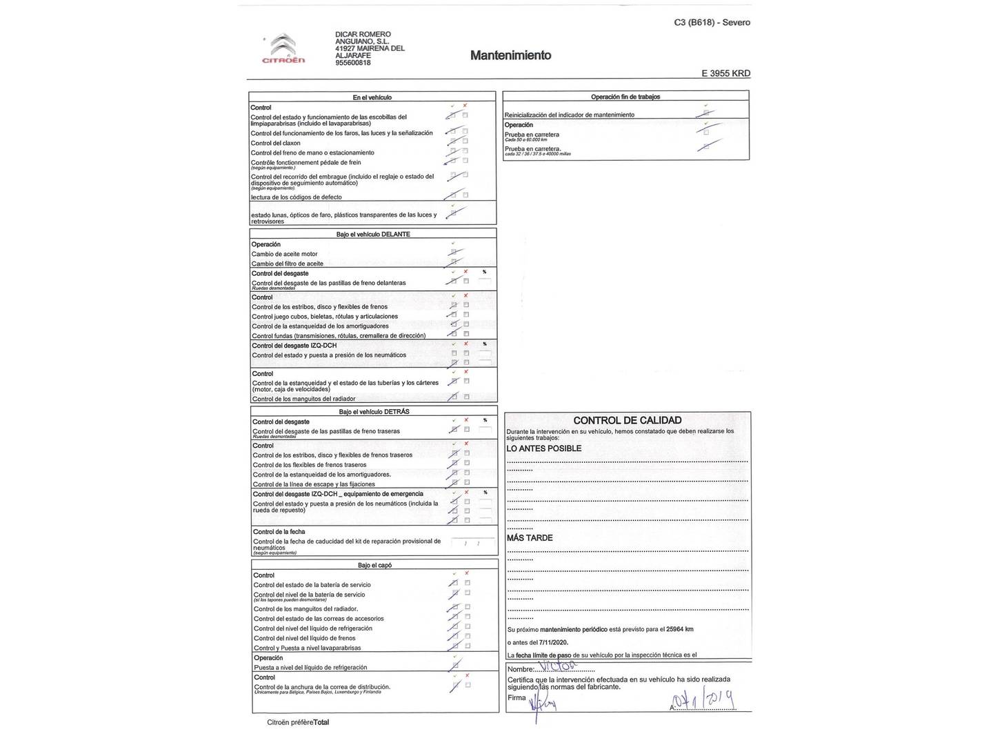 Foto del mantenimiento del Citroën C3 Citroën C3 PureTech 82 Feel (83 CV)