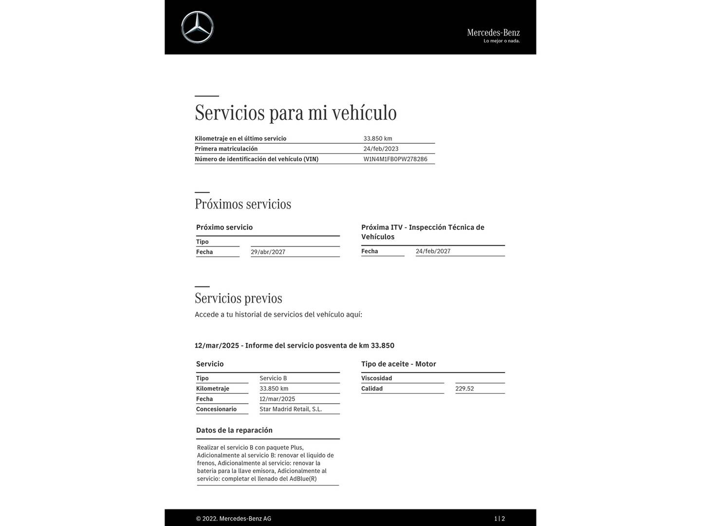 Foto del mantenimiento del Mercedes GLB Mercedes GLB 220 D 4MATIC (190 CV) Pack AMG