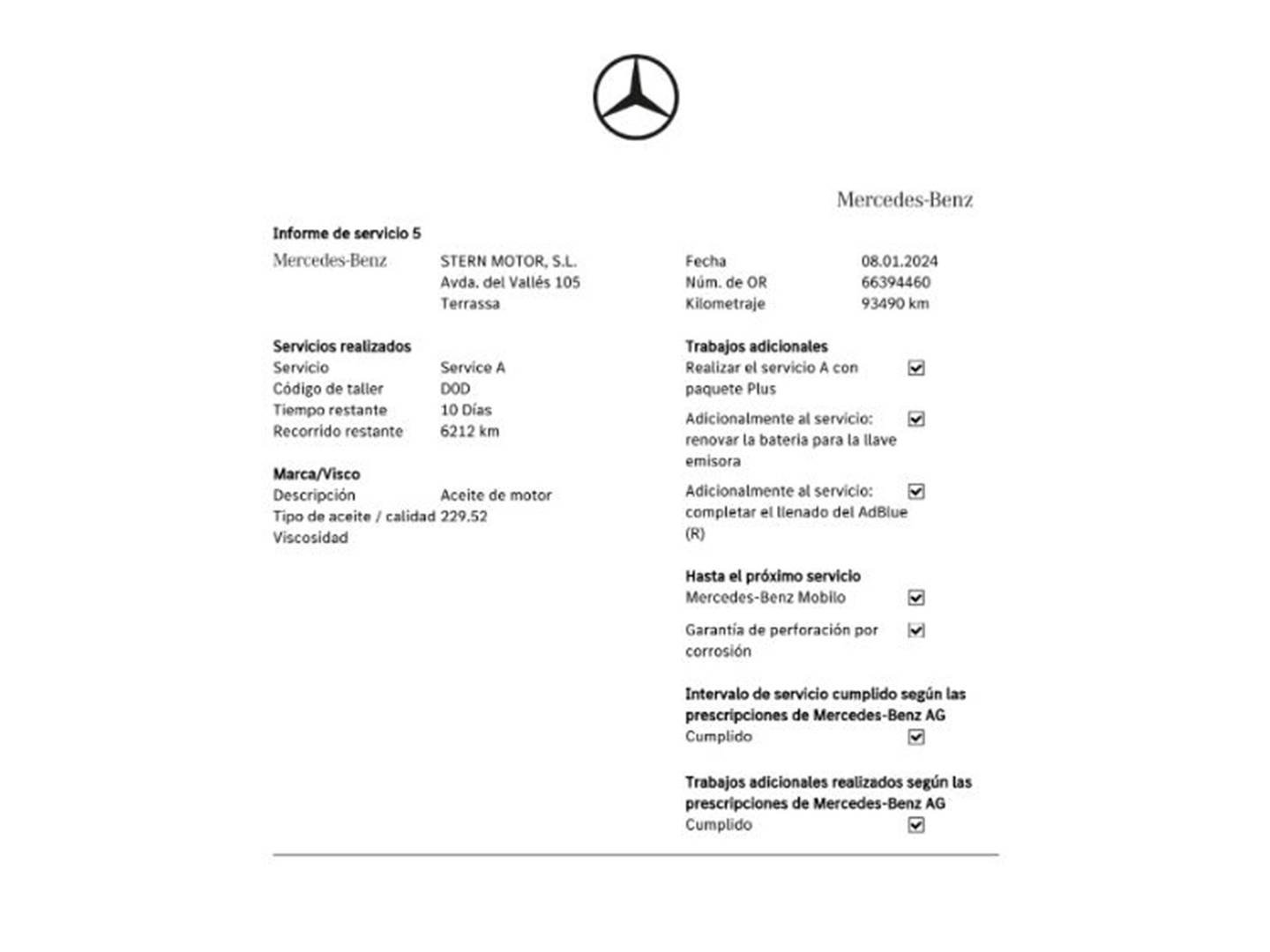 Foto del mantenimiento del Mercedes Clase B Mercedes Clase B Clase B 200 d Pack AMG (150 CV)