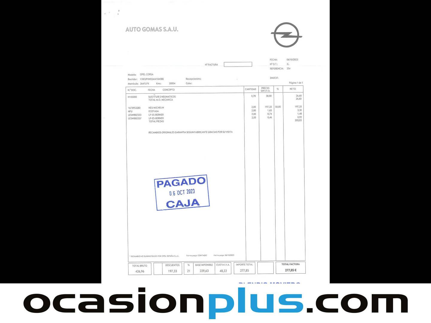 Foto del mantenimiento del Opel Corsa Opel Corsa 1.2 Turbo XHL GS-Line + Auto (130 CV)