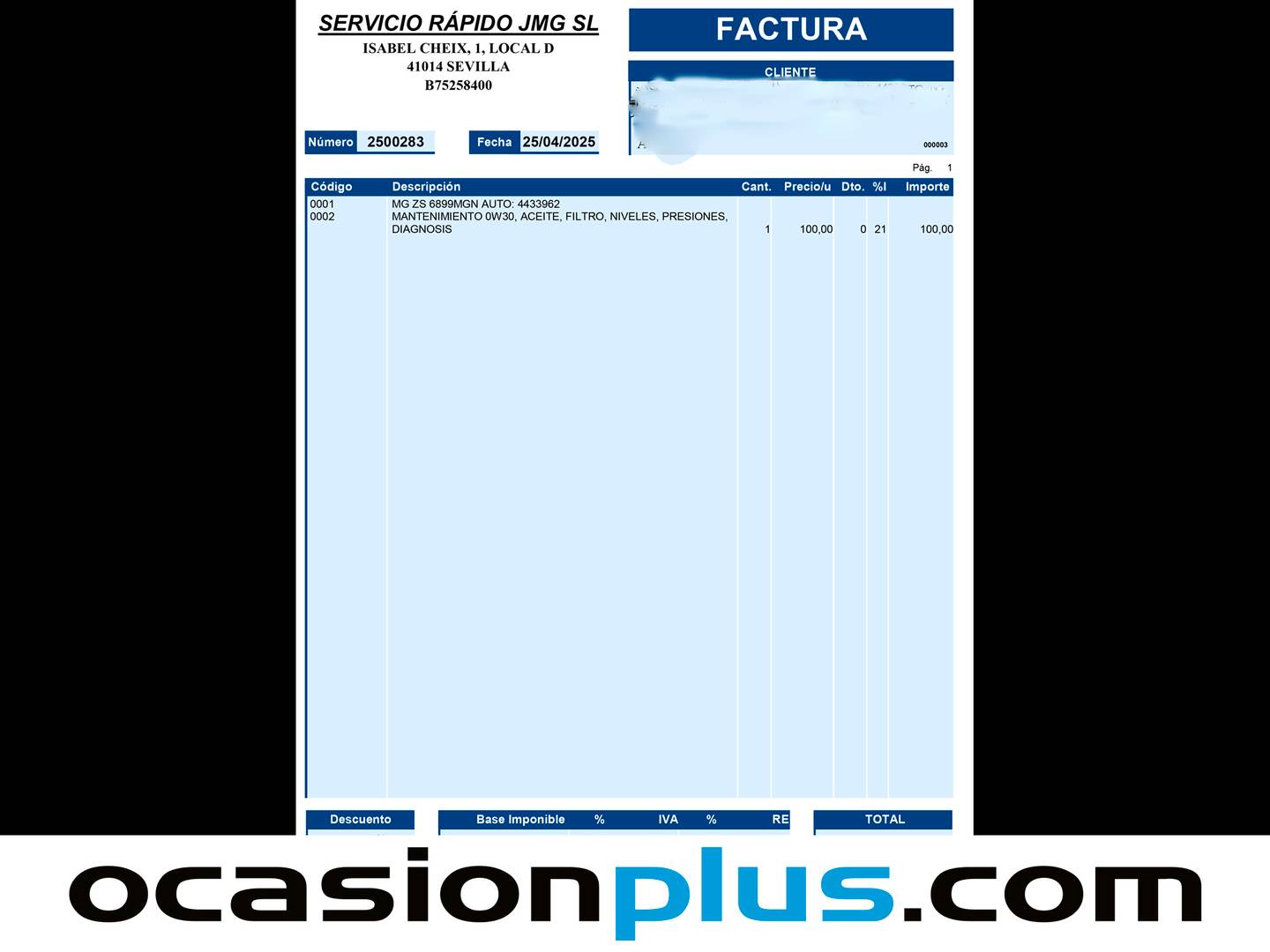 Foto del mantenimiento del MG ZS MG ZS 1.0T Luxury (111 CV)