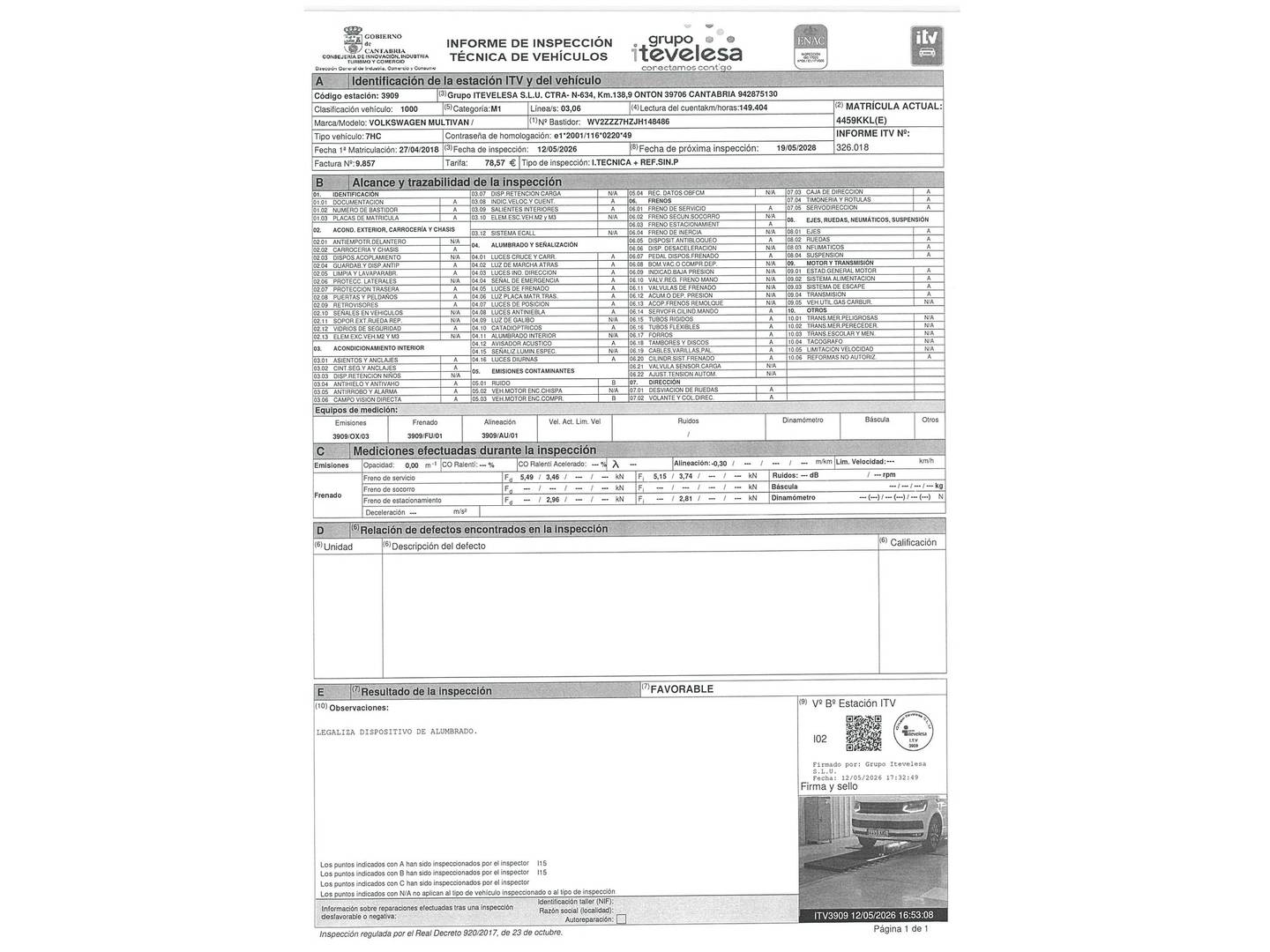 Volkswagen Multivan Volkswagen Multivan The Original Corto 2.0 TDI BMT (150 CV) DSG 7 Plazas de segunda mano