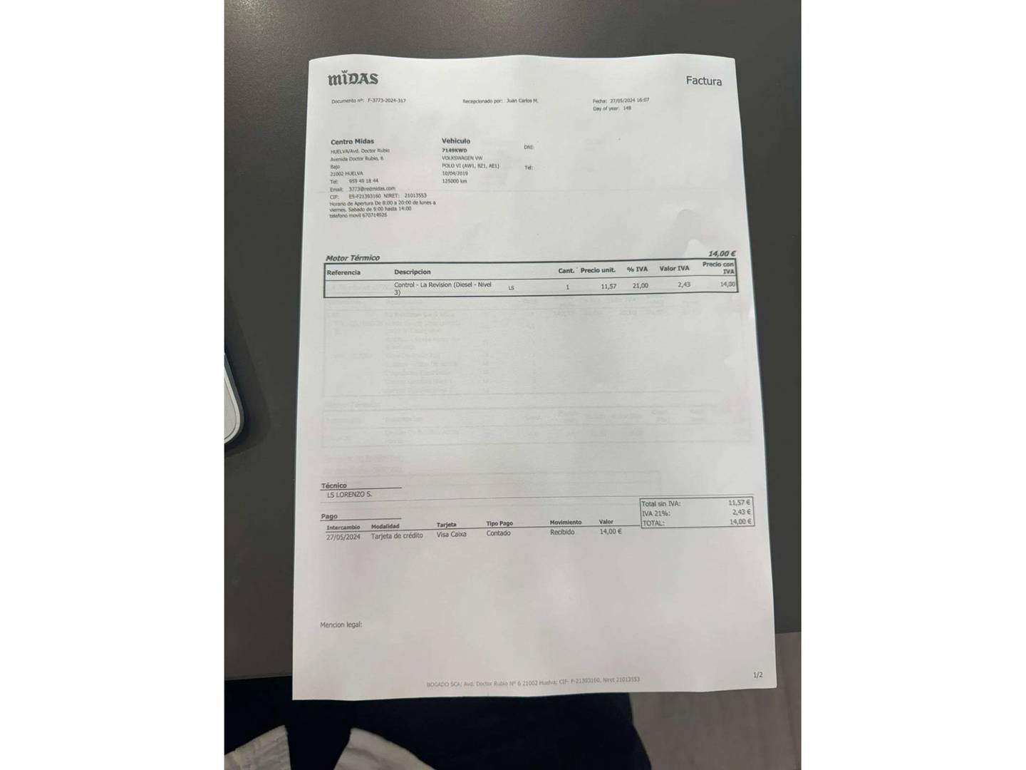 Foto del mantenimiento del Volkswagen Polo Volkswagen Polo Edition 1.0 (80 CV)