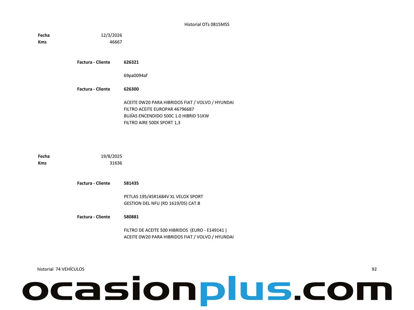 Foto del mantenimiento del Fiat 500 Fiat 500 1.0 Hybrid Dolcevita (70 CV)