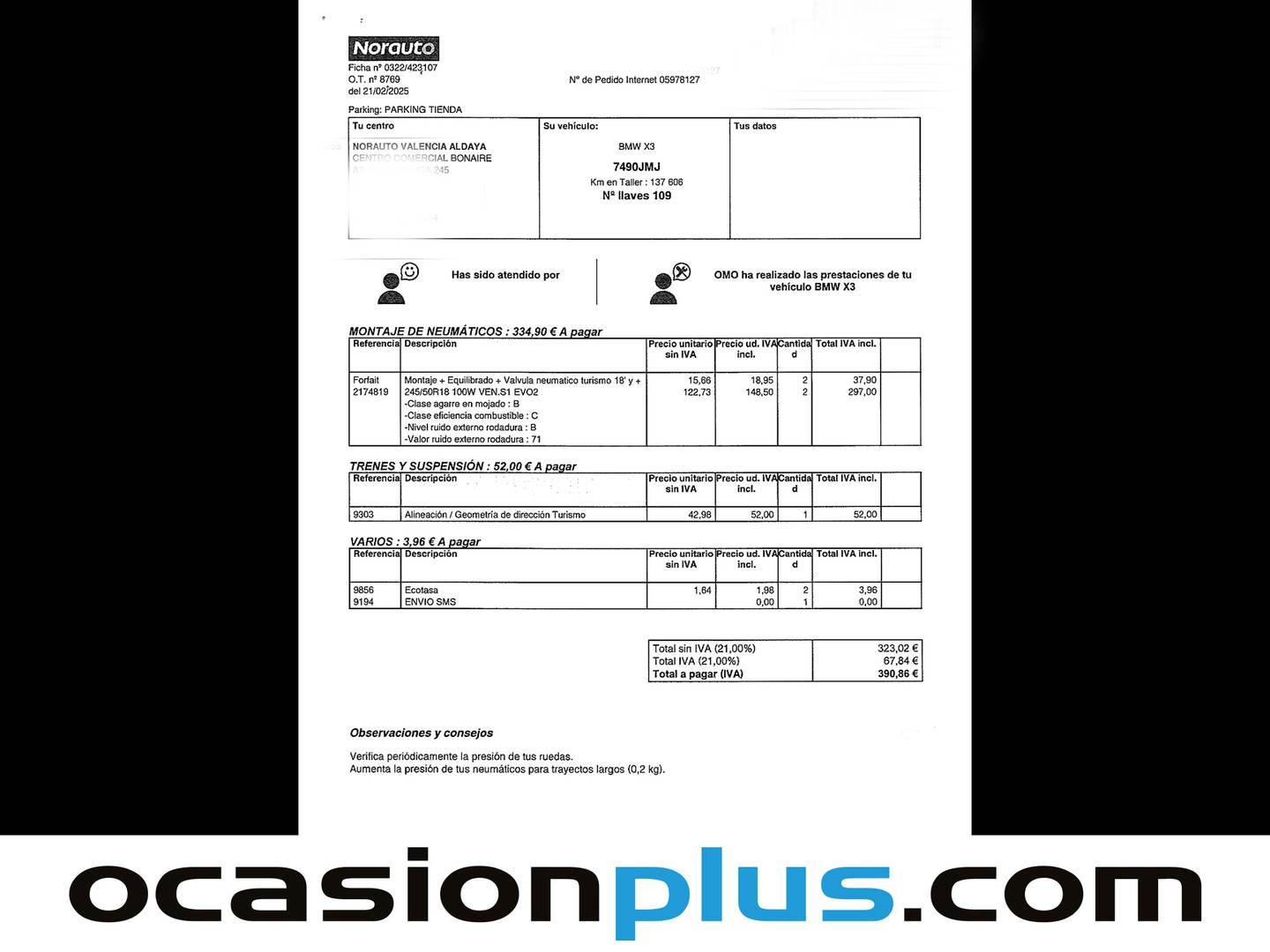 Foto del mantenimiento del BMW X3 BMW X3 sDrive18d (150 CV)