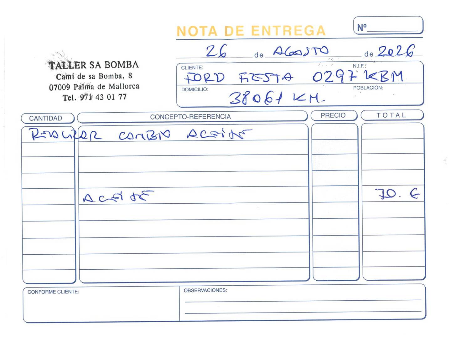 Foto del mantenimiento del Ford Fiesta Ford Fiesta 1.0 EcoBoost Titanium (100 CV)