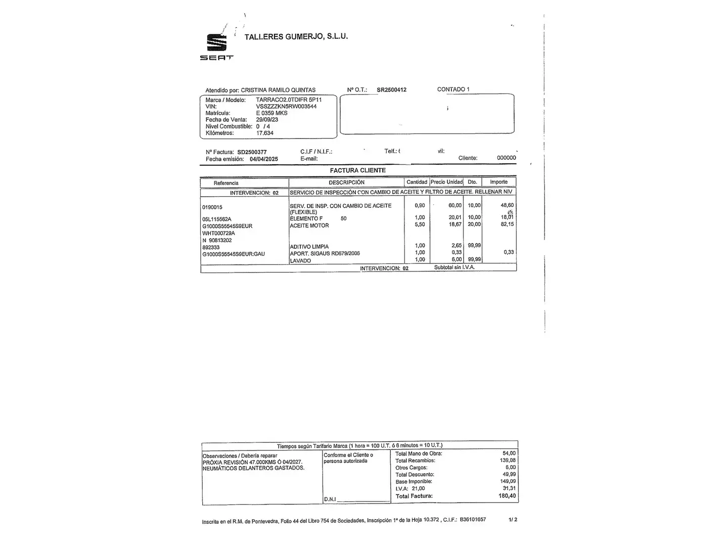 Foto Seat Tarraco SEAT Tarraco 2.0 TDI S&S FR Edition DSG (150 CV) 7 Plazas