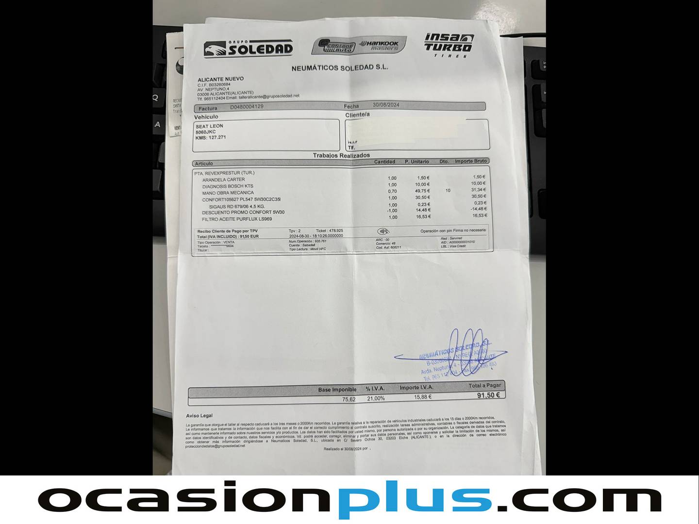 Foto del mantenimiento del Seat León SEAT León ST 1.4 TSI ACT S&S FR DSG7 (150 CV)