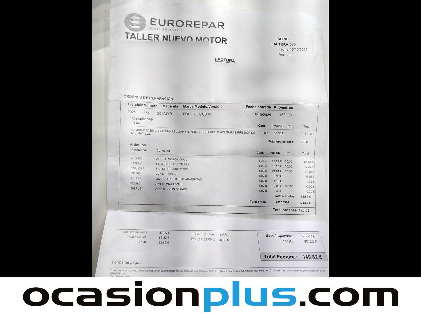 Foto del mantenimiento del Ford Focus Ford Focus 1.5 TDCI Titanium  (120 CV)
