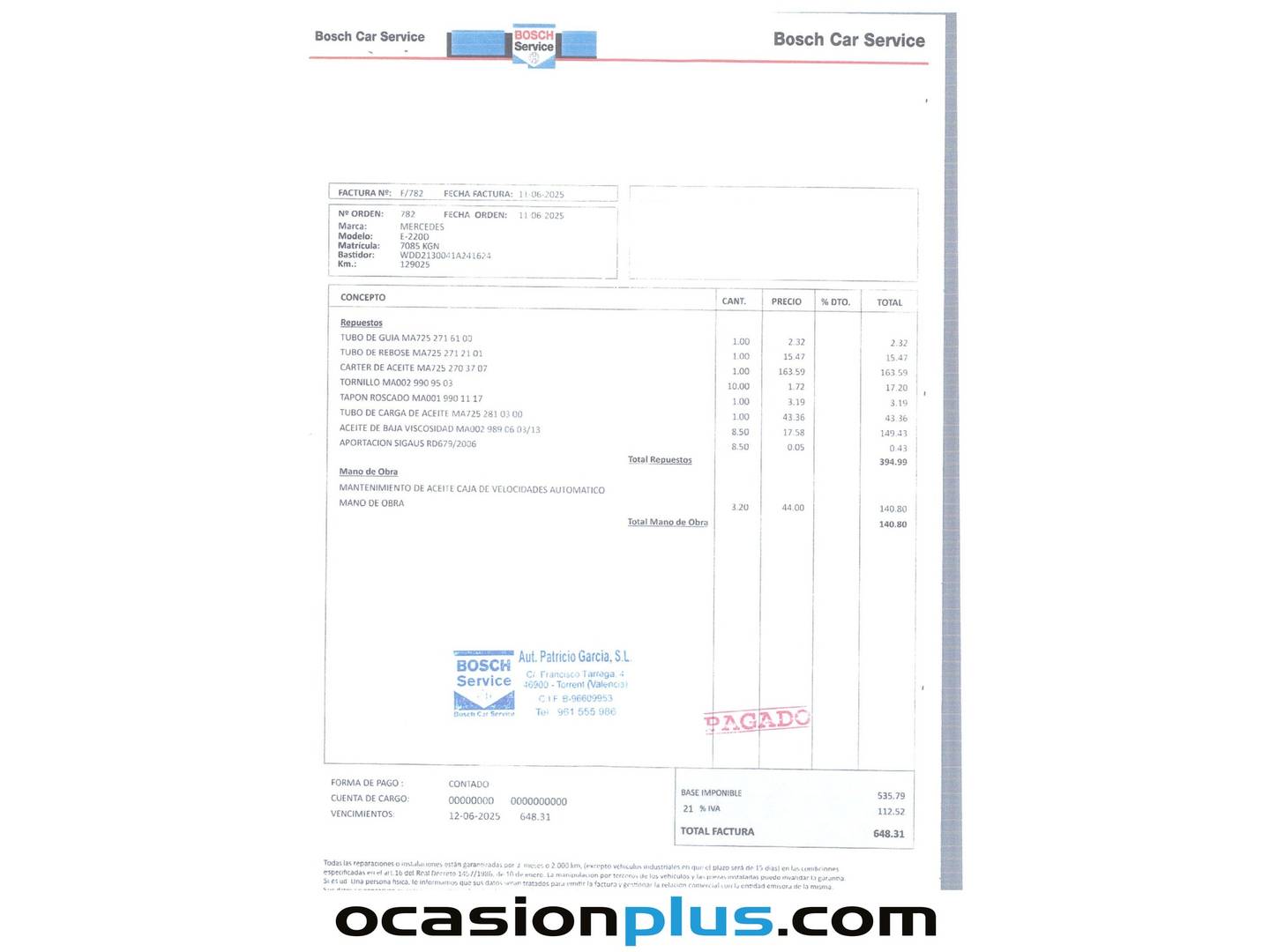 Foto del mantenimiento del Mercedes Clase E Mercedes-Benz Clase E E 220 d  (194 CV)