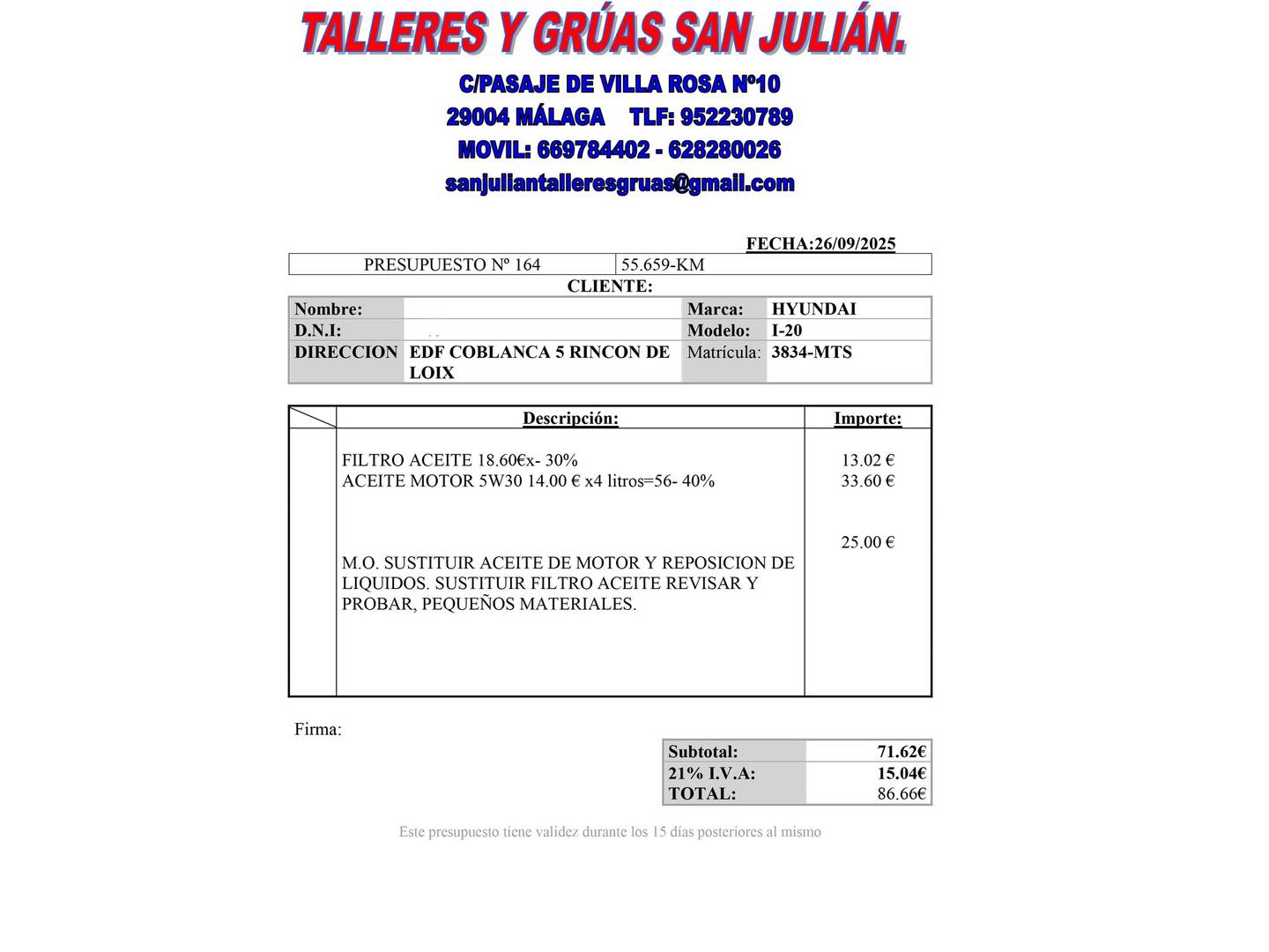 Foto del mantenimiento del Hyundai i20 Hyundai i20 1.0 TGDI 48V Tecno DCT (100 CV)
