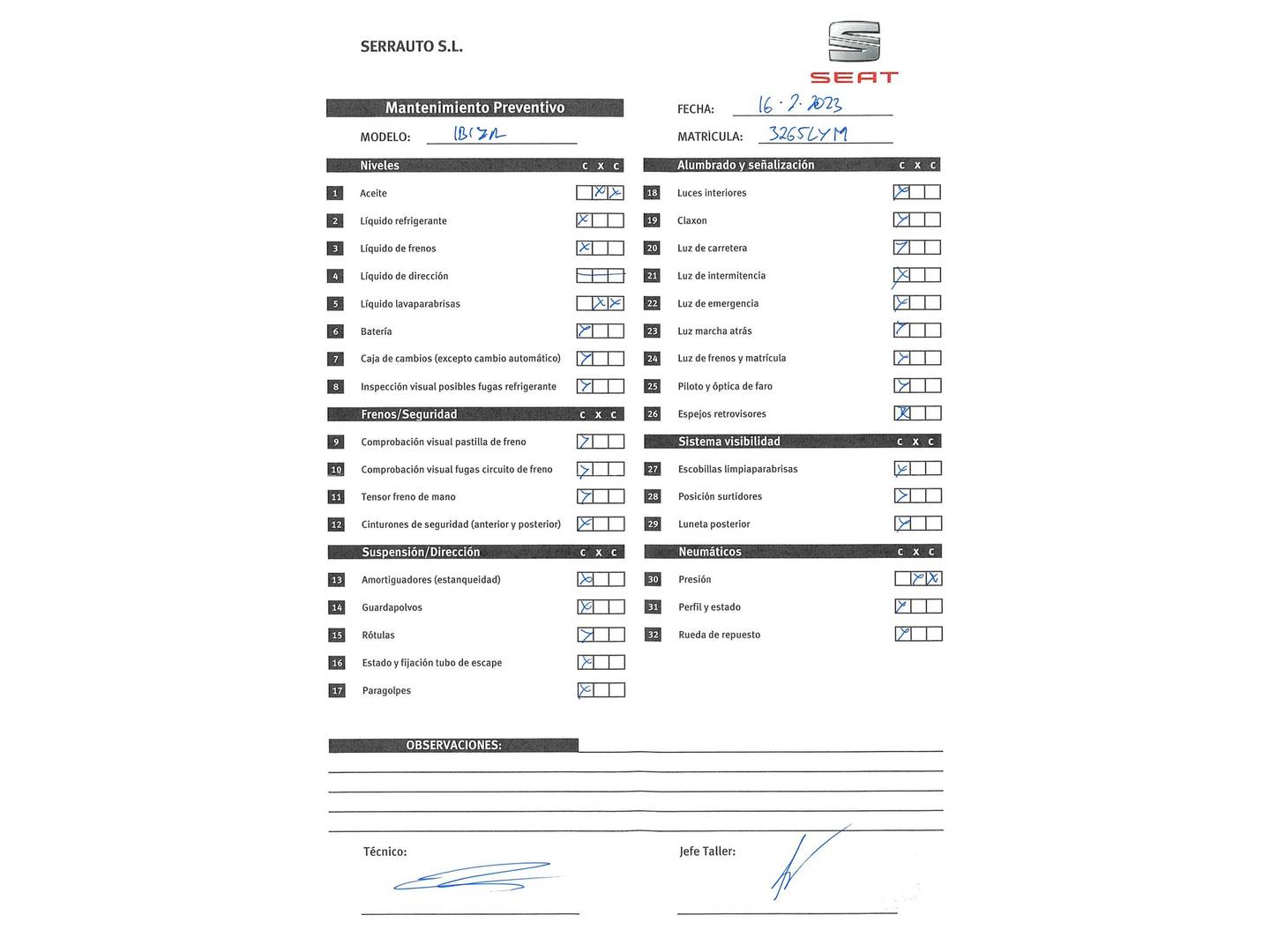 Foto del mantenimiento del Seat Ibiza Seat Ibiza 1.0 TSI Style Plus (110 CV)